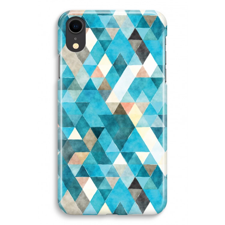Gekleurde driehoekjes blauw: iPhone XR Volledig Geprint Hoesje