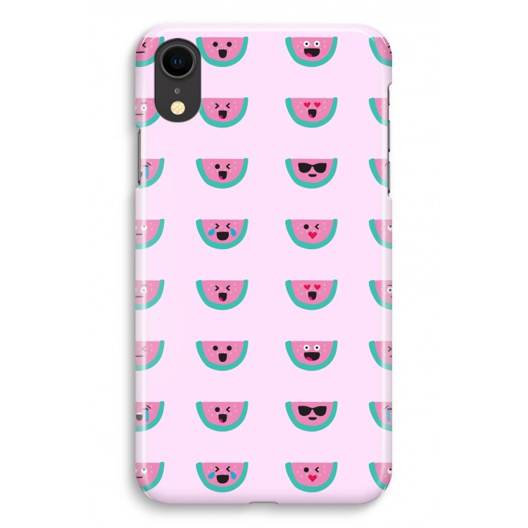 Smiley watermeloenprint: iPhone XR Volledig Geprint Hoesje