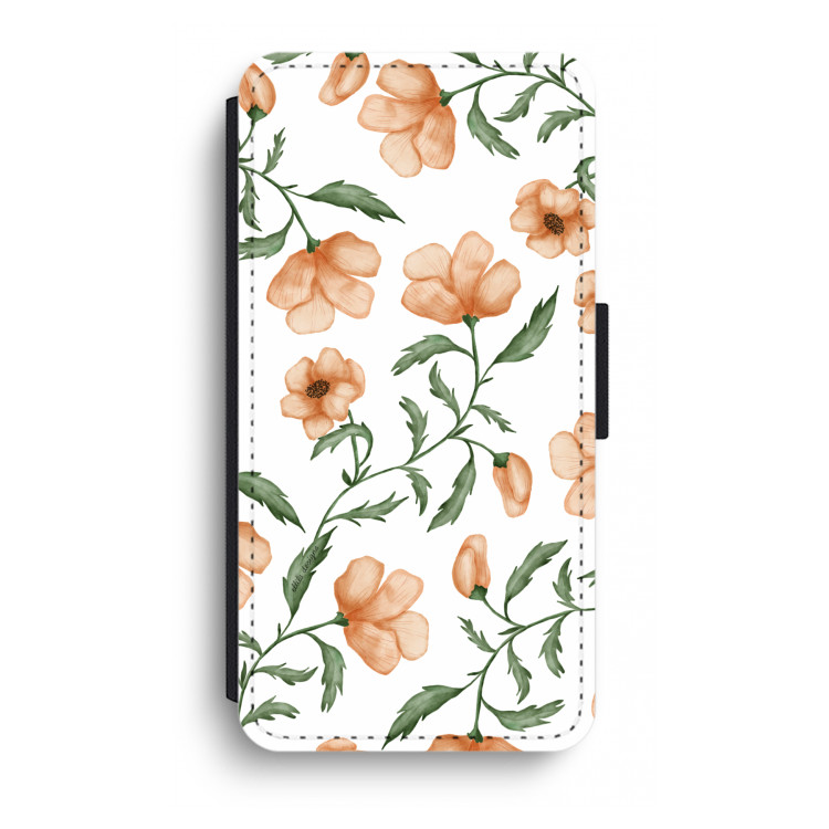 Peachy flowers: iPhone XR Flip Hoesje