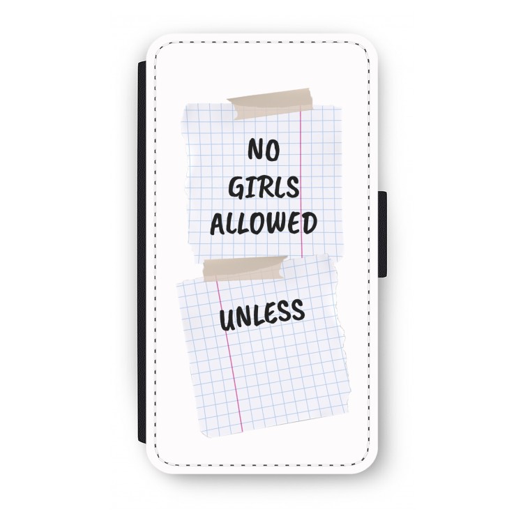 No Girls Allowed Unless: iPhone XS Flip Hoesje