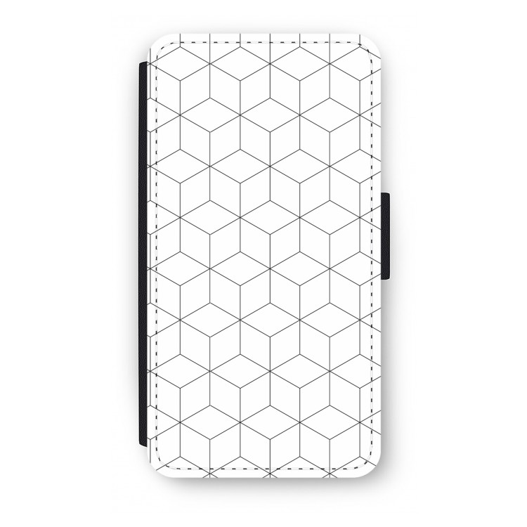 Zwart-witte kubussen: iPhone XS Flip Hoesje