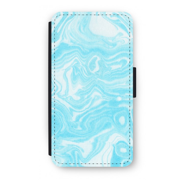 Waterverf blauw: iPhone XS Flip Hoesje