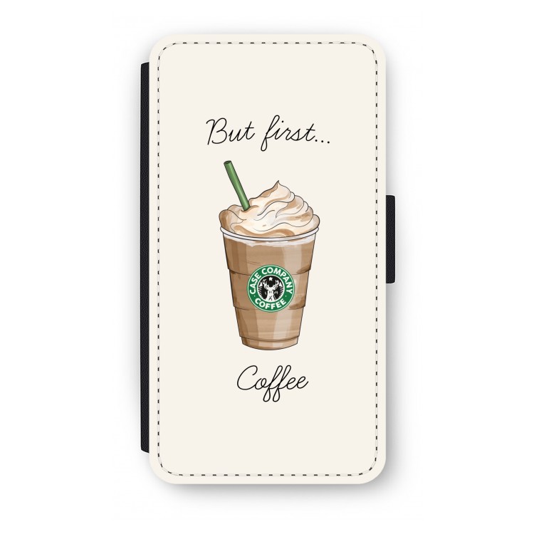 But first coffee: iPhone XS Flip Hoesje
