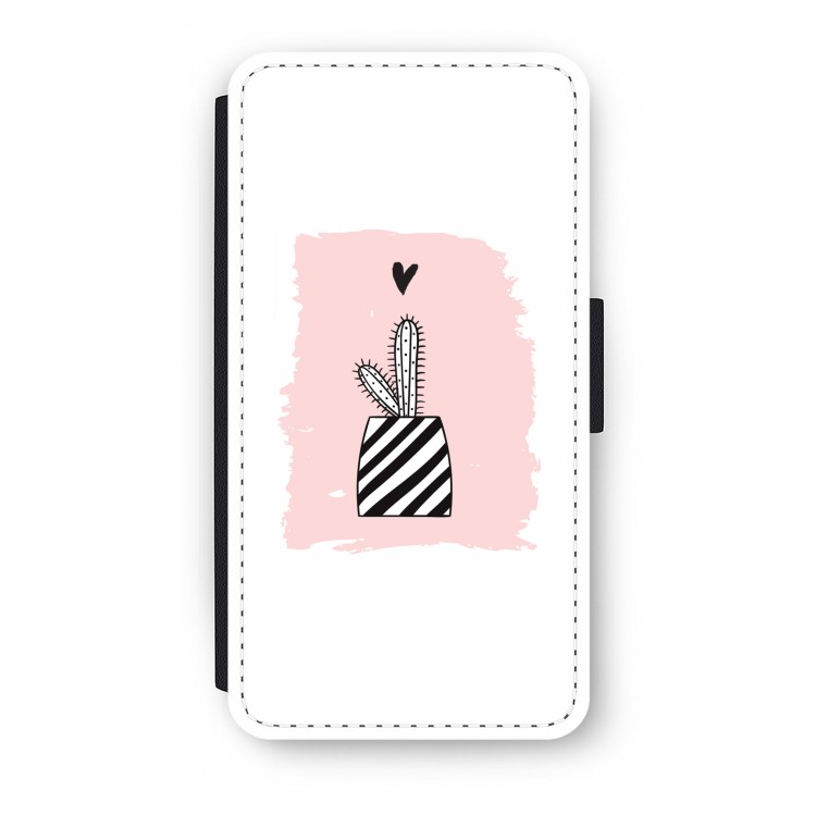 Zwart-wit cactus: iPhone XS Flip Hoesje