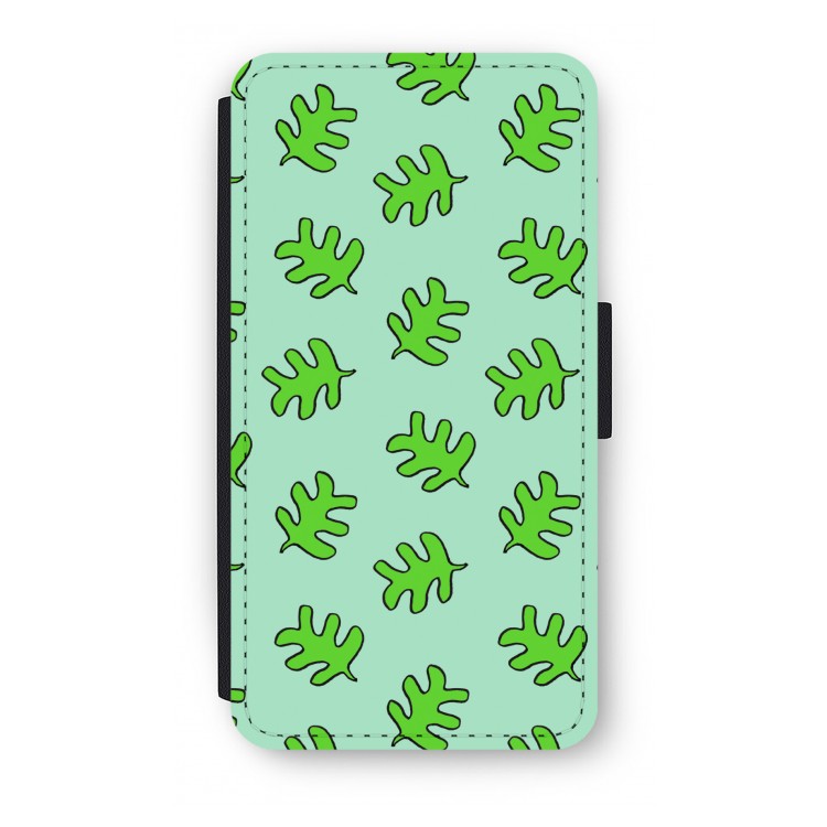 Groene blaadjes: iPhone XS Flip Hoesje