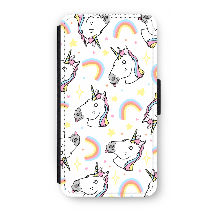 Rainbow Unicorn: iPhone XS Flip Hoesje