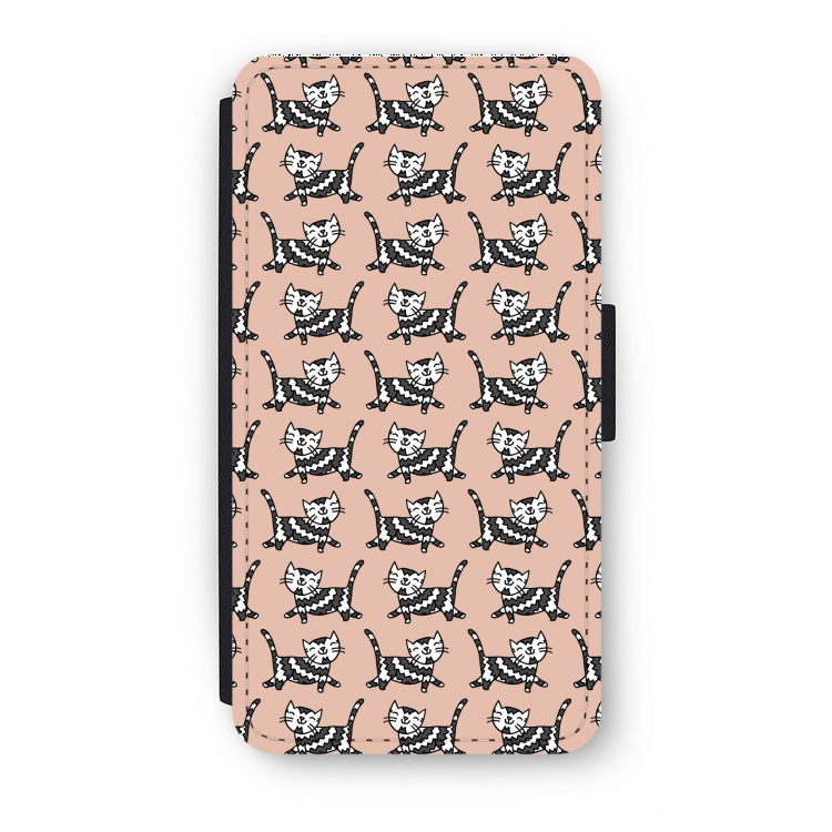 Zwarte poes: iPhone XS Flip Hoesje