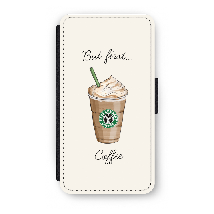 But first coffee: iPhone XS Flip Hoesje