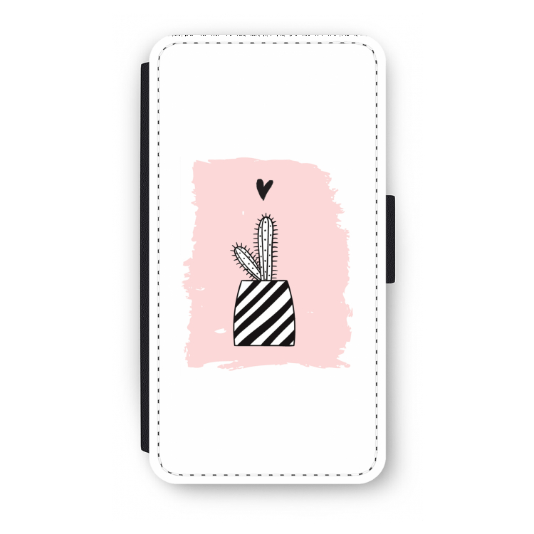 Zwart-wit cactus: iPhone XS Flip Hoesje