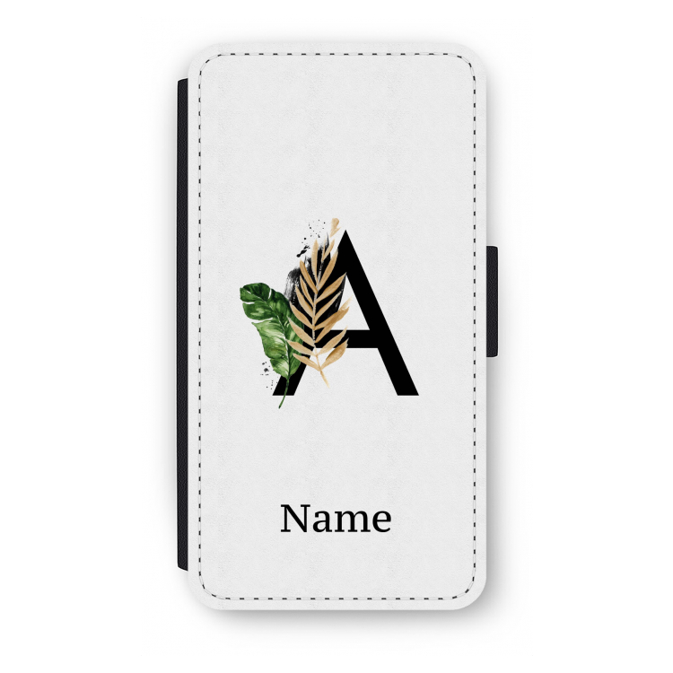 Charcoal Flora: iPhone XS Flip Hoesje