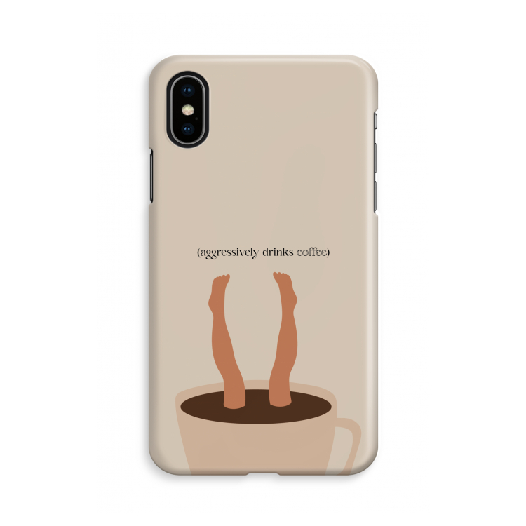 Aggressively drinks coffee: iPhone Xs Volledig Geprint Hoesje