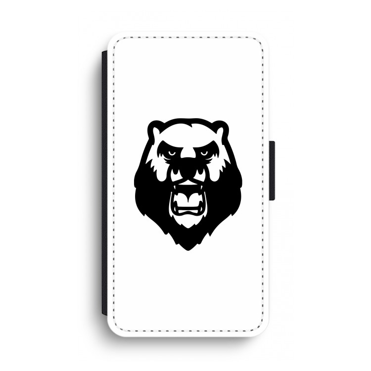 Angry Bear (white): iPhone XS Max Flip Hoesje