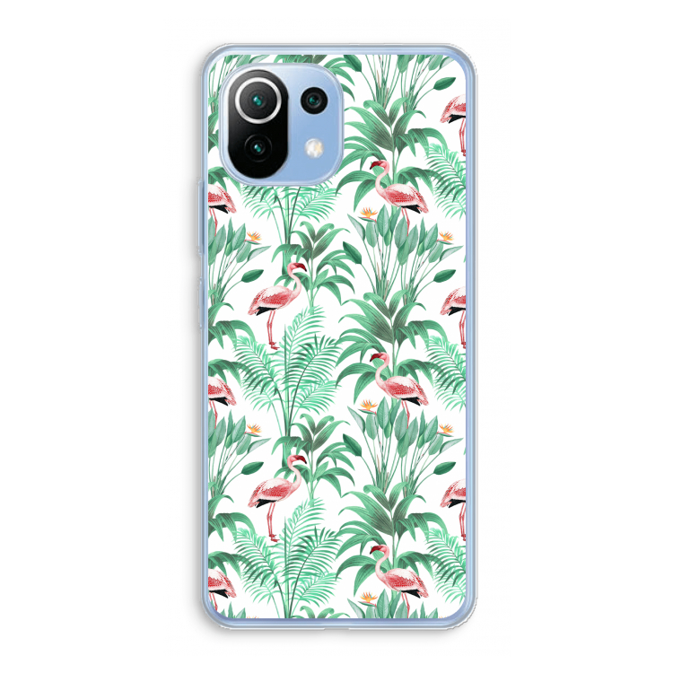 Flamingo bladeren: Xiaomi Mi 11 Lite Transparant Hoesje