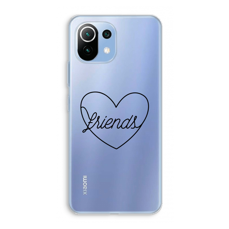 Friends heart black: Xiaomi Mi 11 Lite Transparant Hoesje