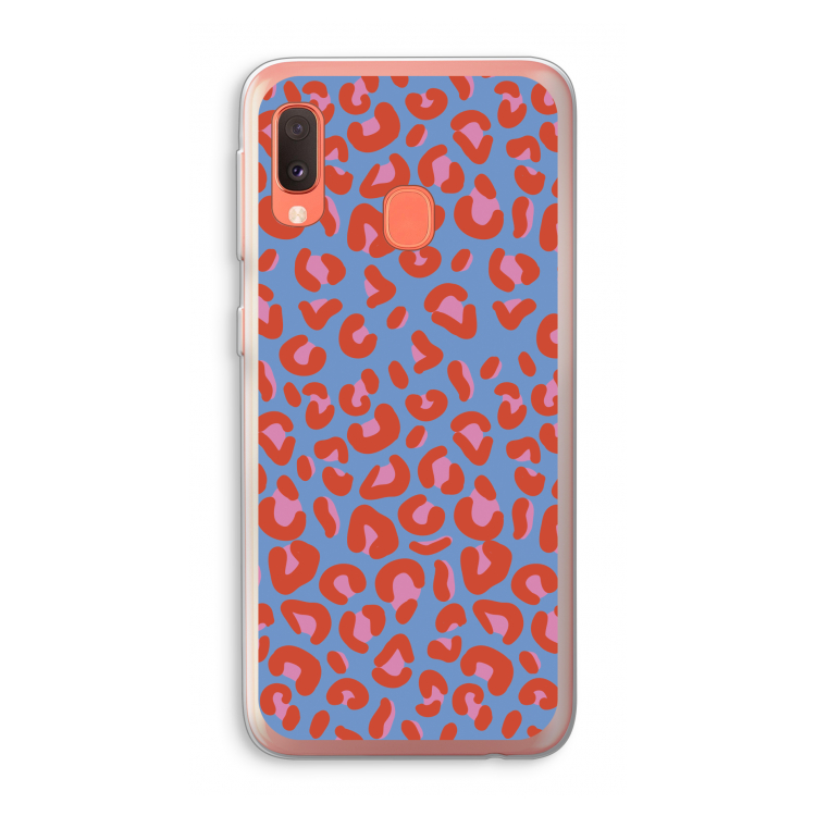 Leopard blue: Samsung Galaxy A20e Transparant Hoesje