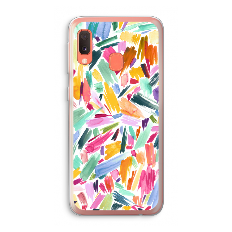 Watercolor Brushstrokes: Samsung Galaxy A20e Transparant Hoesje