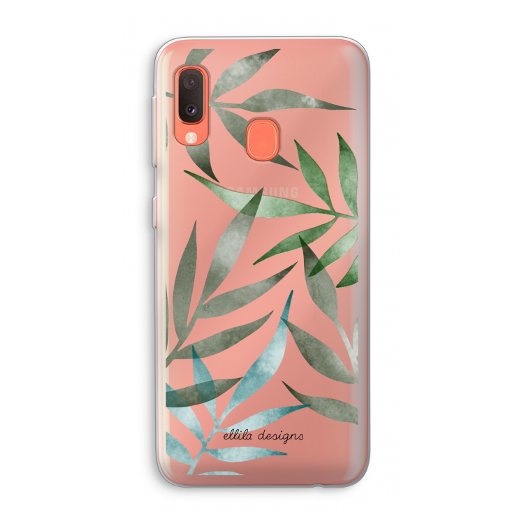 Tropical watercolor leaves: Samsung Galaxy A20e Transparant Hoesje
