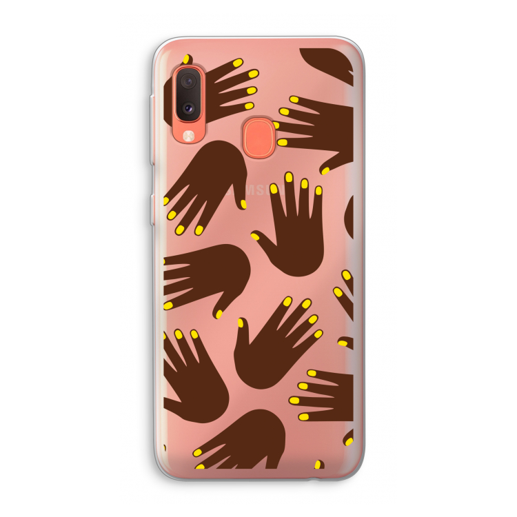 Hands dark: Samsung Galaxy A20e Transparant Hoesje