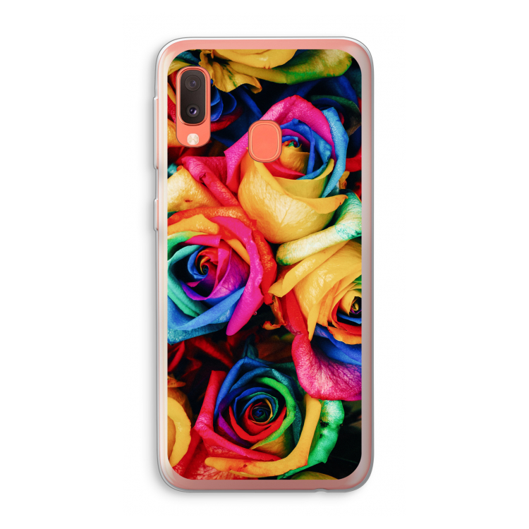 Neon bloemen: Samsung Galaxy A20e Transparant Hoesje
