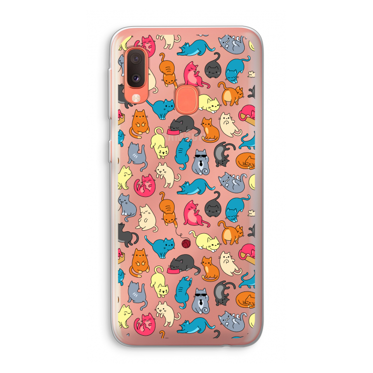 Kleurrijke katten: Samsung Galaxy A20e Transparant Hoesje