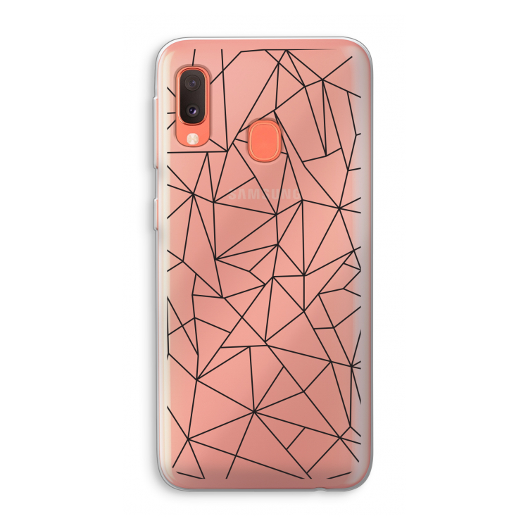Geometrische lijnen zwart: Samsung Galaxy A20e Transparant Hoesje