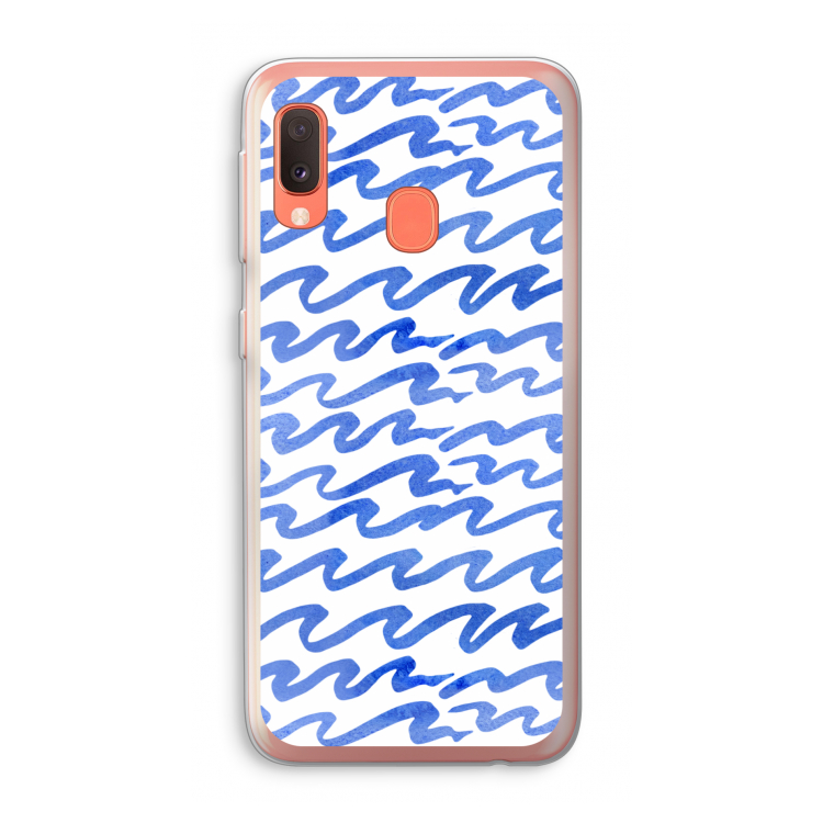 Blauwe golven: Samsung Galaxy A20e Transparant Hoesje