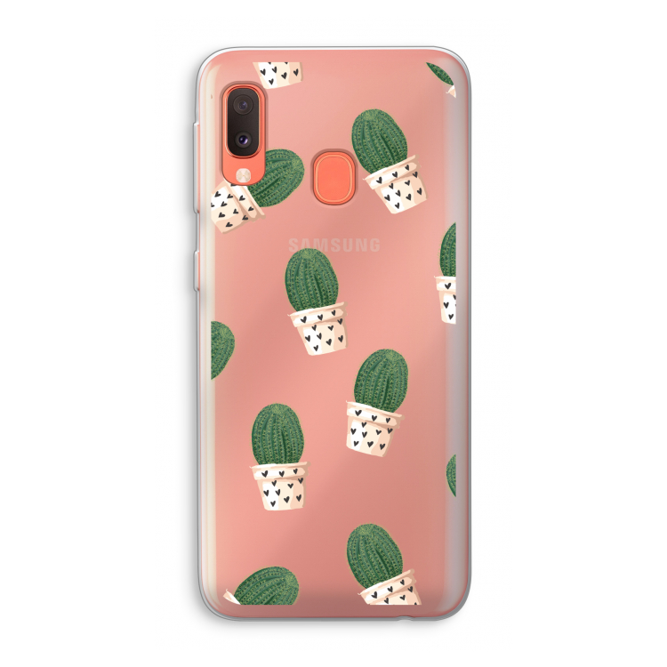 Cactusprint roze: Samsung Galaxy A20e Transparant Hoesje
