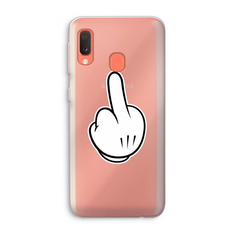 Middle finger black: Samsung Galaxy A20e Transparant Hoesje