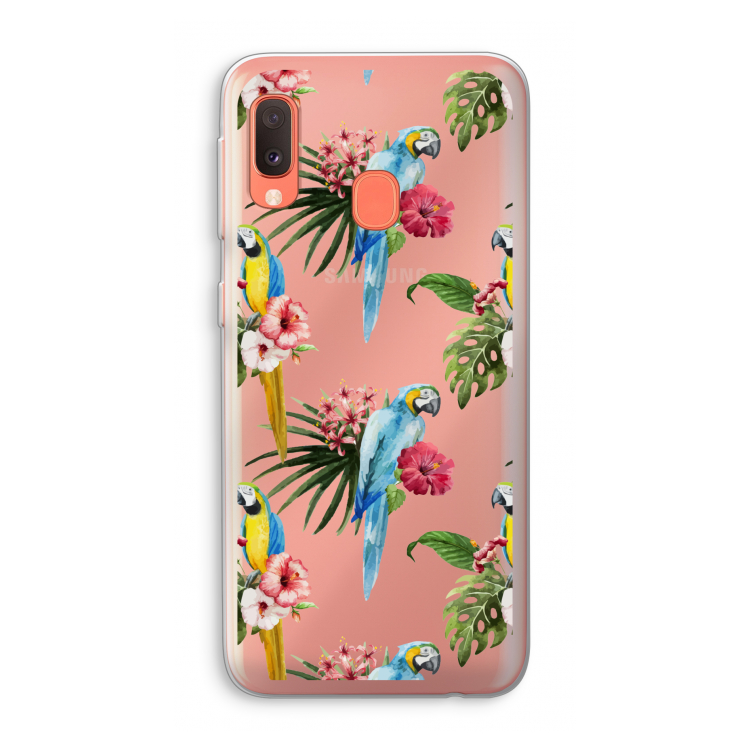 Kleurrijke papegaaien: Samsung Galaxy A20e Transparant Hoesje