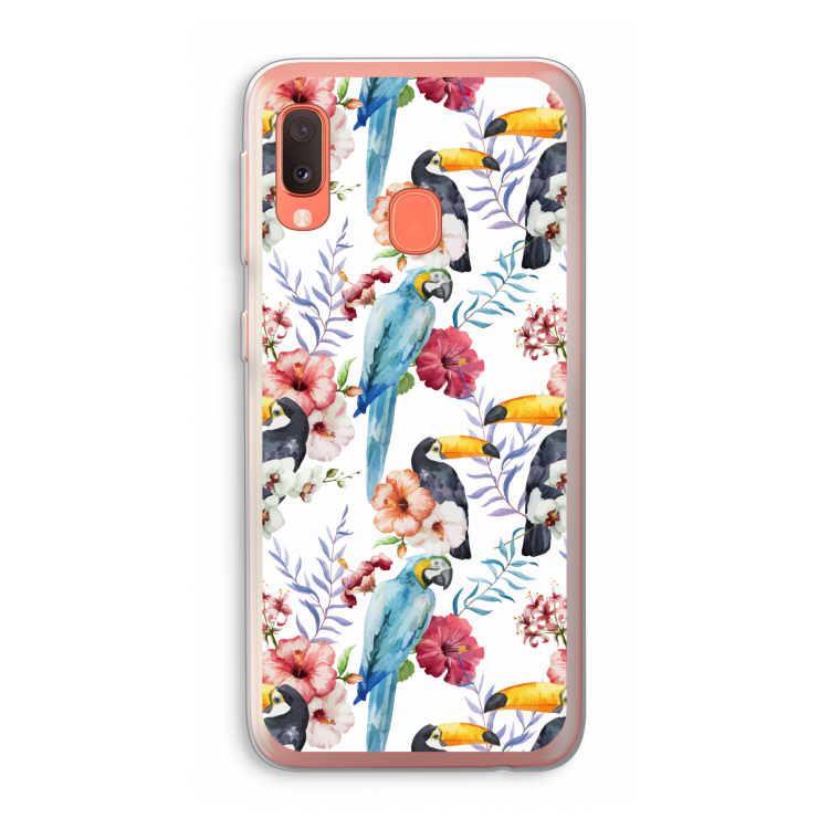 Bloemen tukan: Samsung Galaxy A20e Transparant Hoesje
