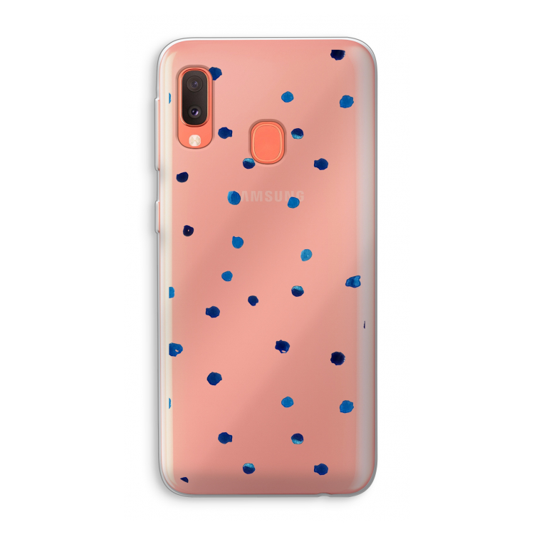 Blauwe stippen: Samsung Galaxy A20e Transparant Hoesje