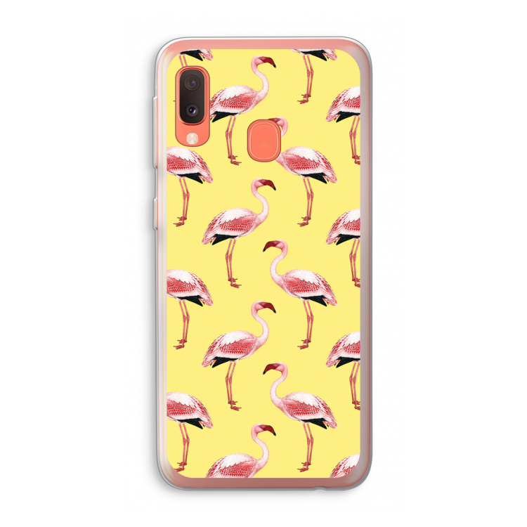 Flamingo's geel: Samsung Galaxy A20e Transparant Hoesje