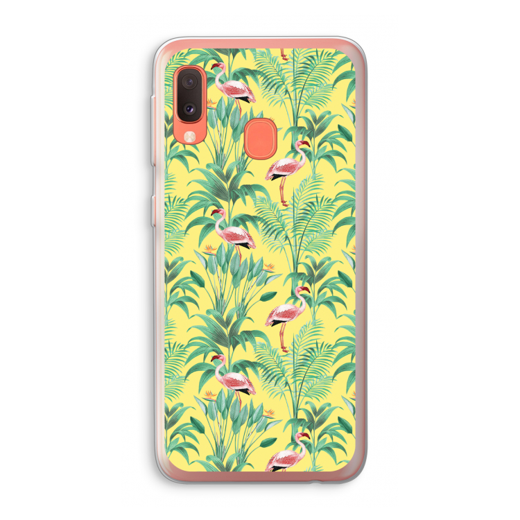 Flamingo party: Samsung Galaxy A20e Transparant Hoesje