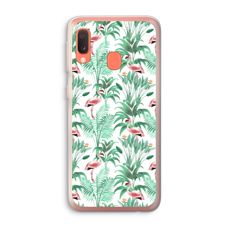 Flamingo bladeren: Samsung Galaxy A20e Transparant Hoesje