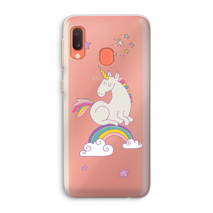 Regenboog eenhoorn: Samsung Galaxy A20e Transparant Hoesje