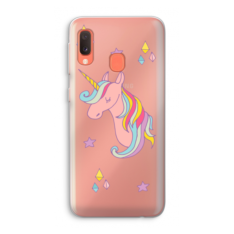 Roze eenhoorn: Samsung Galaxy A20e Transparant Hoesje