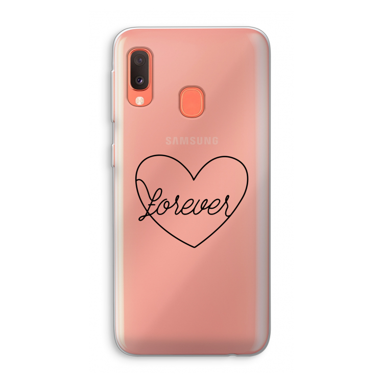 Forever heart black: Samsung Galaxy A20e Transparant Hoesje