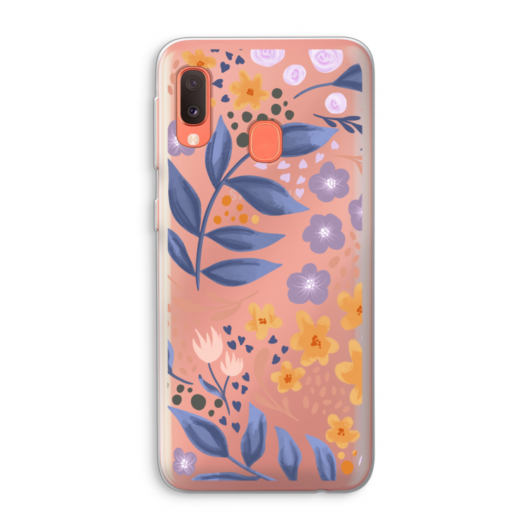 Flowers with blue leaves: Samsung Galaxy A20e Transparant Hoesje
