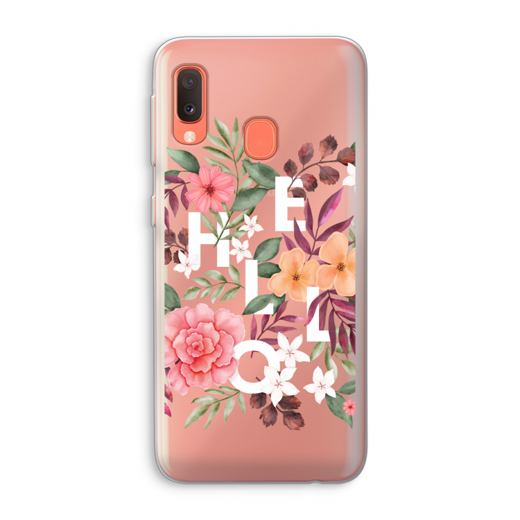 Hello in flowers: Samsung Galaxy A20e Transparant Hoesje