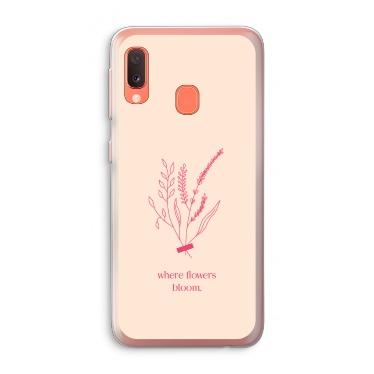 Where flowers bloom: Samsung Galaxy A20e Transparant Hoesje