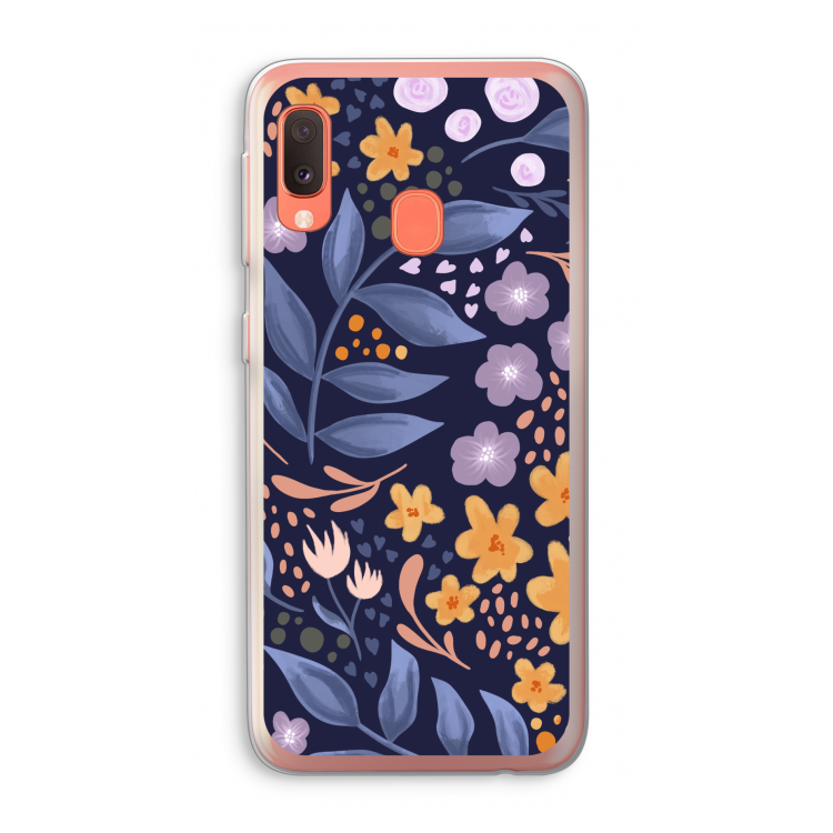 Flowers with blue leaves: Samsung Galaxy A20e Transparant Hoesje