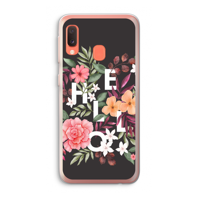 Hello in flowers: Samsung Galaxy A20e Transparant Hoesje