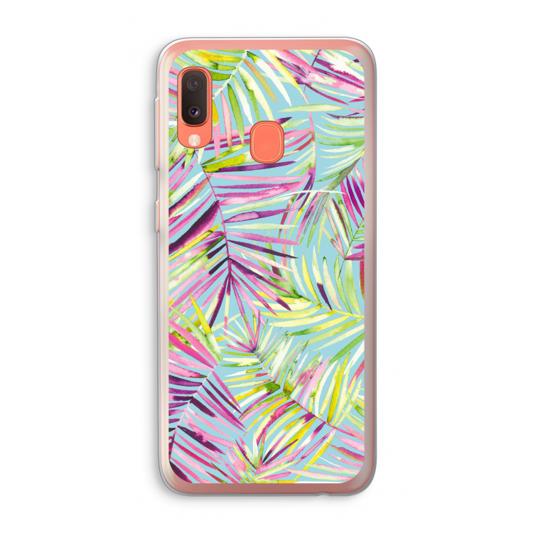 Tropical Palms Blue: Samsung Galaxy A20e Transparant Hoesje