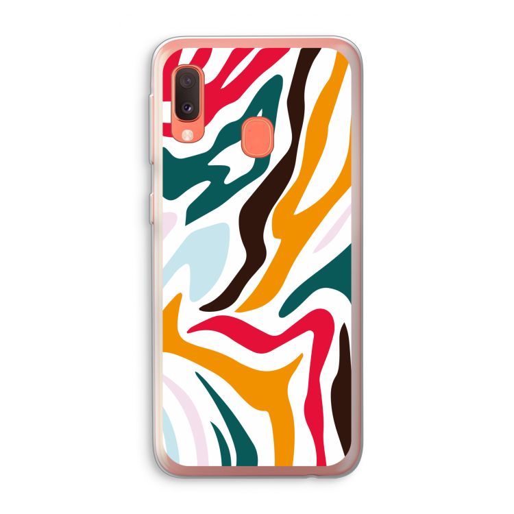 Colored Zebra: Samsung Galaxy A20e Transparant Hoesje