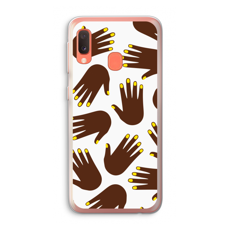 Hands dark: Samsung Galaxy A20e Transparant Hoesje