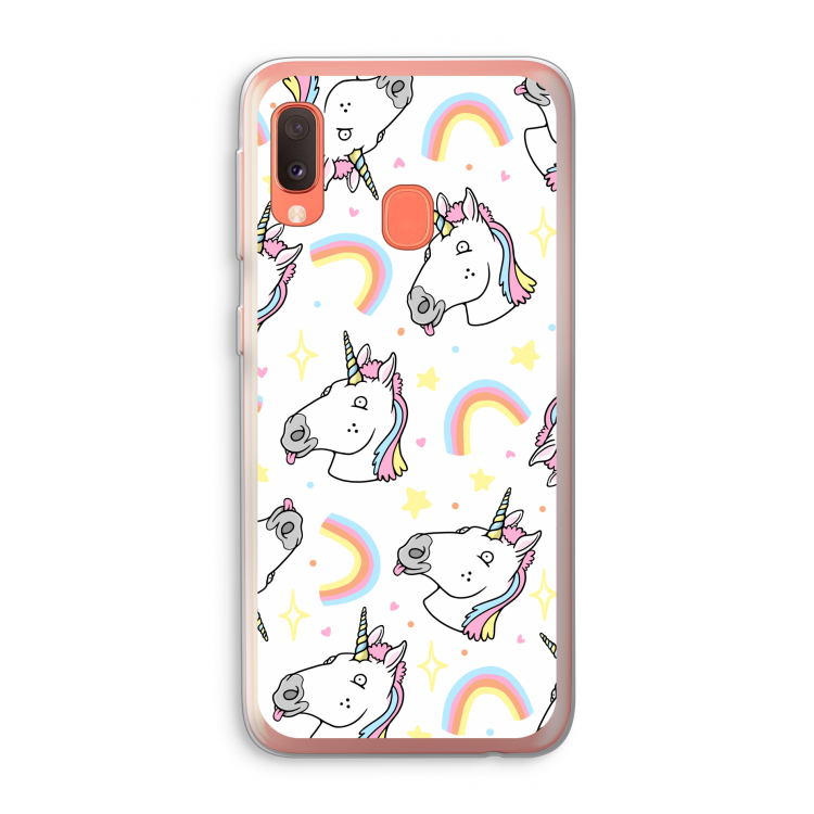 Rainbow Unicorn: Samsung Galaxy A20e Transparant Hoesje