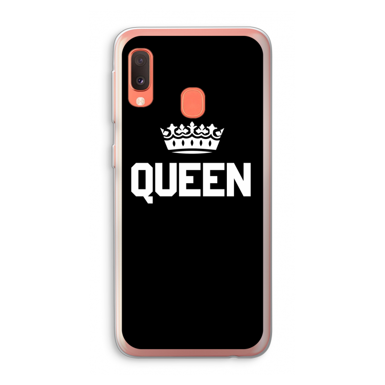 Queen zwart: Samsung Galaxy A20e Transparant Hoesje