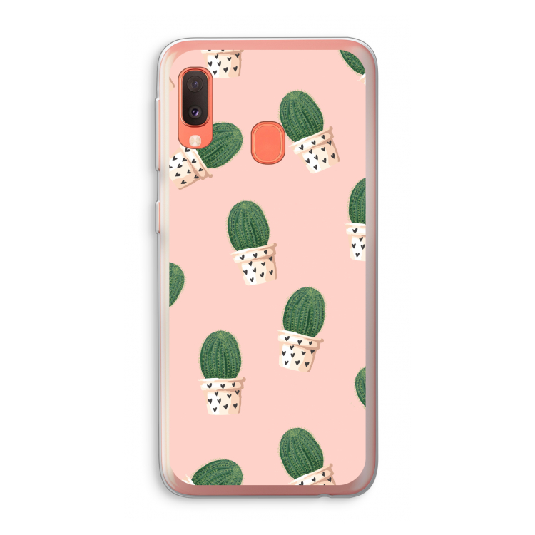 Cactusprint roze: Samsung Galaxy A20e Transparant Hoesje