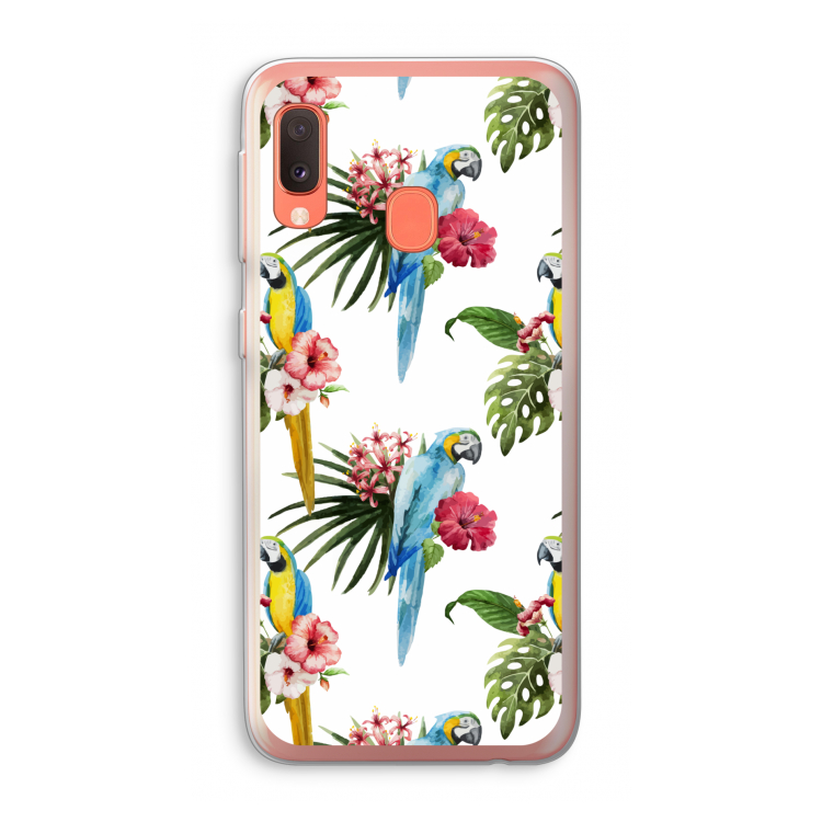 Kleurrijke papegaaien: Samsung Galaxy A20e Transparant Hoesje