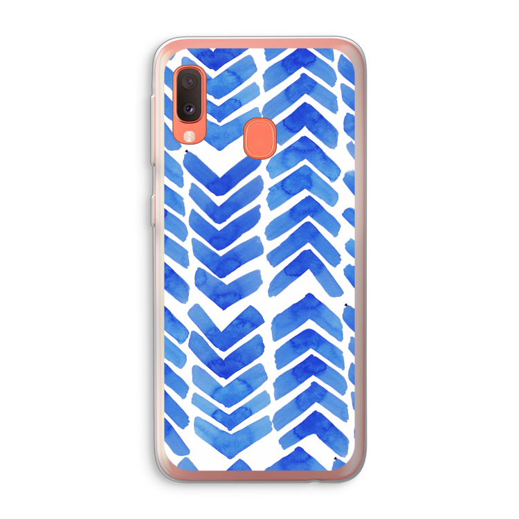 Blauwe pijlen: Samsung Galaxy A20e Transparant Hoesje